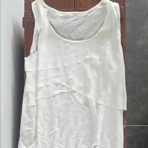 LOFT White Layered Ruffle Sleeveless Tank